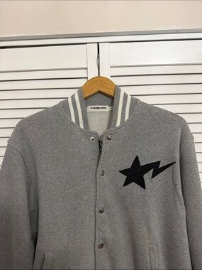 A Bathing Ape Gray Star Logo Varsity Jacket